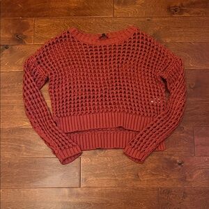 Express Women's Brick Red Open Knit Sweater